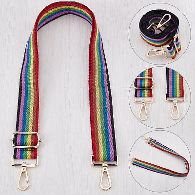 Adjustable Stripe Pattern Polyester Bag Handles FIND-WH0111-48-1