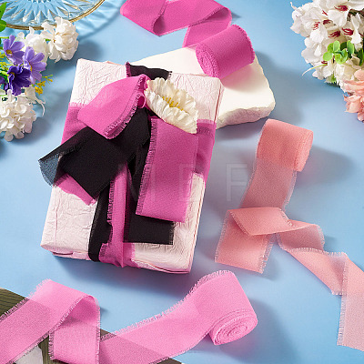 3 Rolls Polyester Raw Edges Ribbons SRIB-TAC0002-26A-1