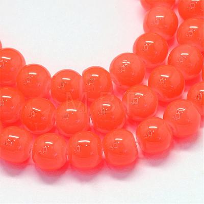 Baking Painted Imitation Jade Glass Round Bead Strands DGLA-Q021-6mm-32-1