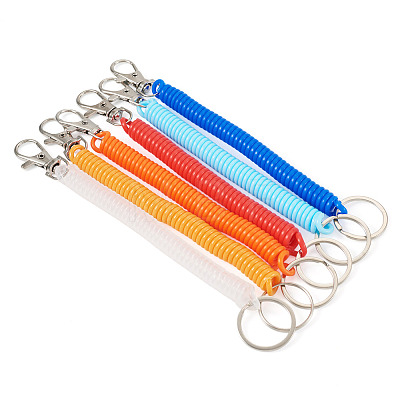 6Pcs Plastic Spiral Retractable Spring Coil Keychains KEYC-TA0004-83-1
