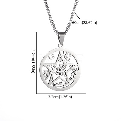Alloy Witchcraft Pentagram Pendant 201 Stainless Steel Box Chain Necklaces for Men FS-WGE54F1-01-1
