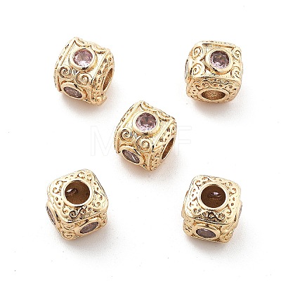 Brass Micro Pave Cubic Zirconia Beads KK-R216-17KCG-1