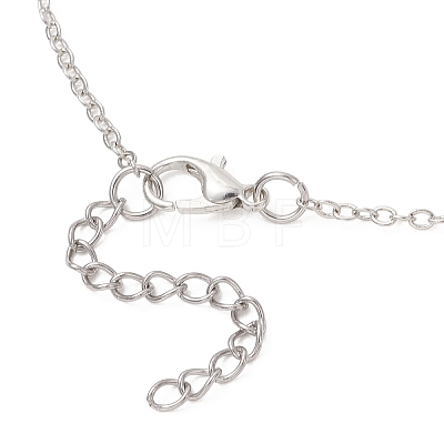 Handmade Printed Porcelain Flower Pendant Brass Cable Chain Necklaces for Women NJEW-JN05746-1