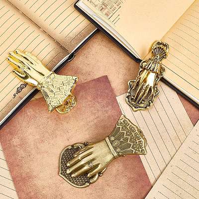 Alloy Hand Shaped Bookmark Clip AJEW-CP0006-94B-G-1