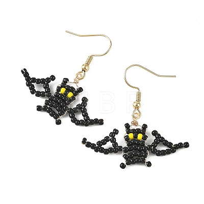 Halloween Glass Seed Bead Dangle Earrings EJEW-MZ00769-03-1