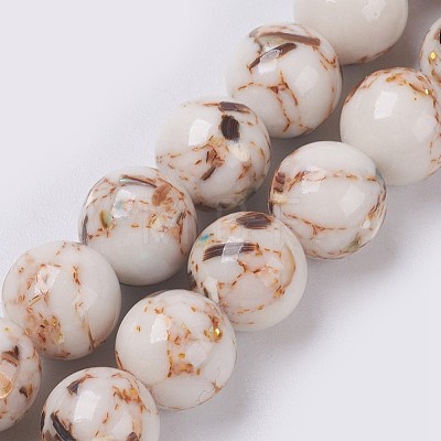 Sea Shell and Synthetic Turquoise Assembled Beads Strands G-G758-08-10mm-1