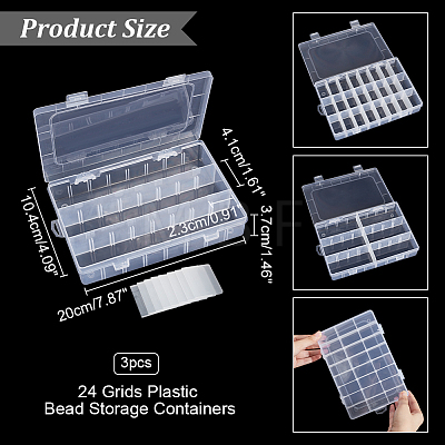 24 Grids Plastic Bead Storage Containers CON-WH0086-053B-1