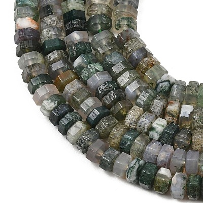 Natural Moss Agate Beads Strands G-G317-A26-3X6MM-1