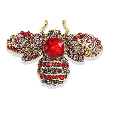 Moth Antique Golden Alloy Rhinestone Brooches PW-WG9CCBB-01-1