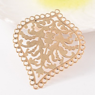 Filigree Drop with Flower Iron Etched Metal Embellishments Filigree Joiners X-IFIN-K009-06KC-1