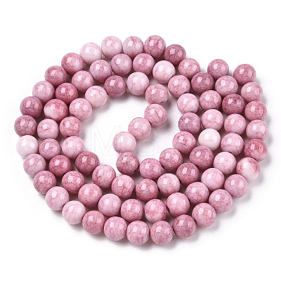 Opaque Crackle Glass Round Beads Strands GLAA-T031-10mm-01Y-1