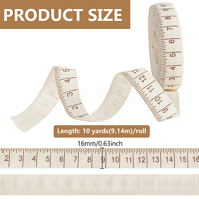 10 Yards Printed Ruler Polyester Ribbon OCOR-WH0070-147-1