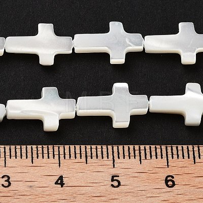 Natural White Mother of Pearl Shell Cross Beads Strands X-SSHEL-F0812C-1