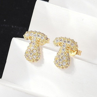 Brass Micro Pave Cubic Zirconia Stud Earrings EJEW-Z091-04G-T-1