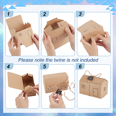 Kraft Paper Small House Gift Storage Boxes CON-WH0088-54-1