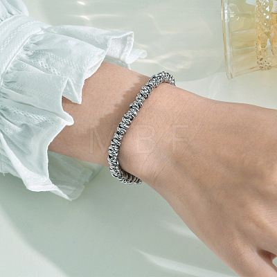 304 Stainless Steel Ring Beaded Bracelets for Women WGE0A36-01-1