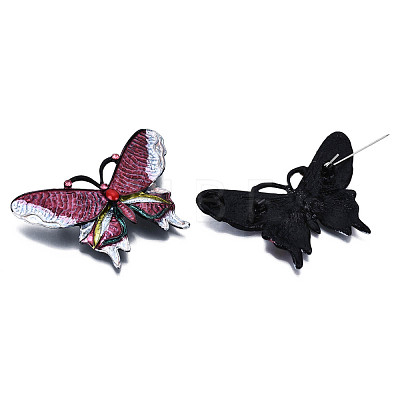 Butterfly Enamel Pin with Rose Rhinestone JEWB-N007-163-1