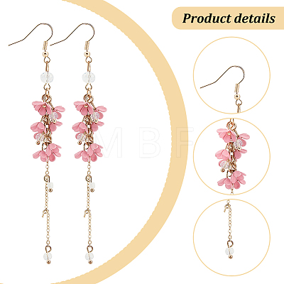 3 Pairs 3 Colors Alloy Flower Tassel Dangle Earrings for Women EJEW-AN0002-80-1