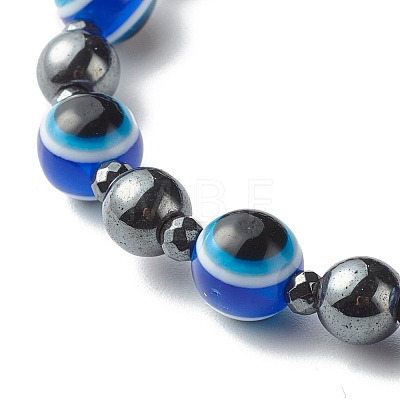 Evil Eye Resin Beads Stretch Bracelet for Girl Women BJEW-JB06763-1