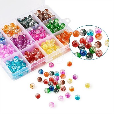 Two Tone Transparent Crackle Acrylic Beads CACR-TA0001-01-1