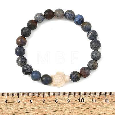8.5MM Natural Dumortierite Round Beaded Stretch Bracelets BJEW-JB14304-1