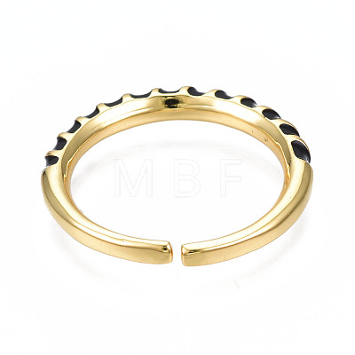 Enamel Wrap Open Cuff Ring RJEW-N037-009-1