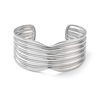 304 Stainless Steel Cuff Bangles for Women BJEW-Z078-26P-1