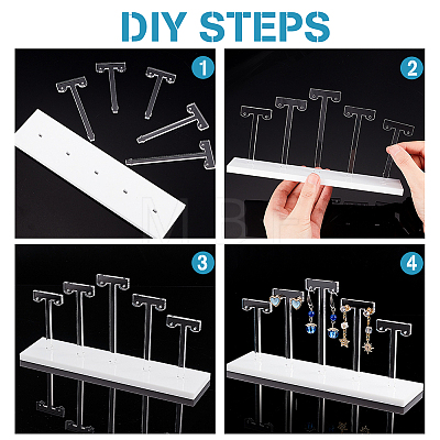 Acrylic T-Bar Earring Display Stands AJEW-WH0304-95B-1