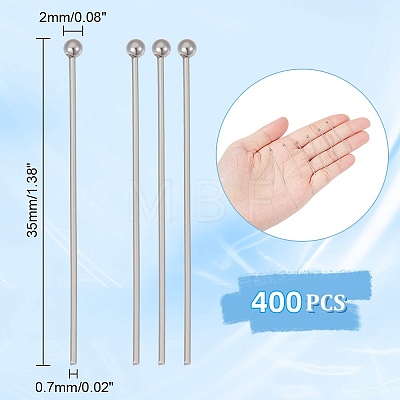 400Pcs 304 Stainless Steel Ball Head Pins STAS-UN0049-22-1