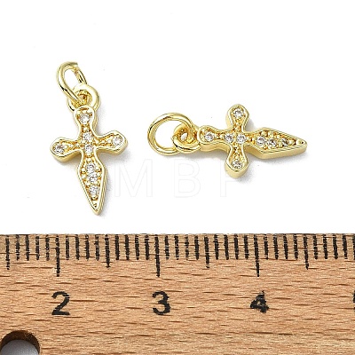 Rack Plating Brass Micro Pave Clear Cubic Zirconia Pendants KK-R157-05G-1