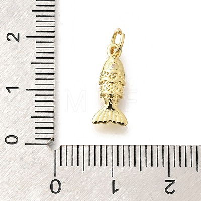 Rack Plating Brass Pave Natural Gemstone Fish Charms with Jump Rings KK-L225-013G-1