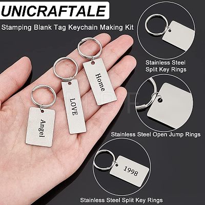 Unicraftale DIY Stamping Blank Tag Keychain Making Kit STAS-UN0039-58-1