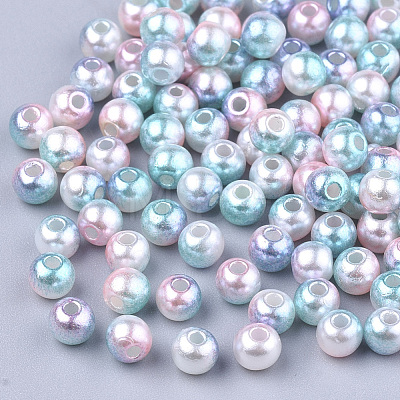 Rainbow ABS Plastic Imitation Pearl Beads OACR-Q174-12mm-05-1
