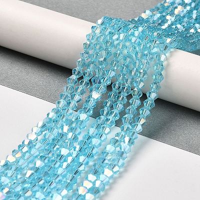 Transparent Electroplate Glass Beads Strands GLAA-F029-4mm-A20-1