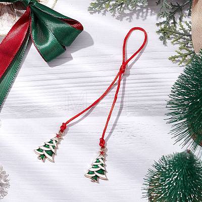 Christmas Tree Alloy Enamel Pendant Decorations HJEW-JM02302-1