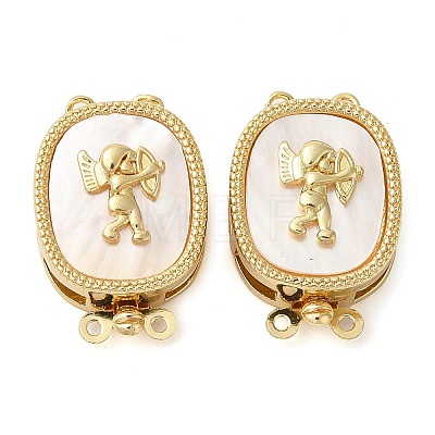 Brass with Natural Shell Box Clasps KK-G505-01G-1