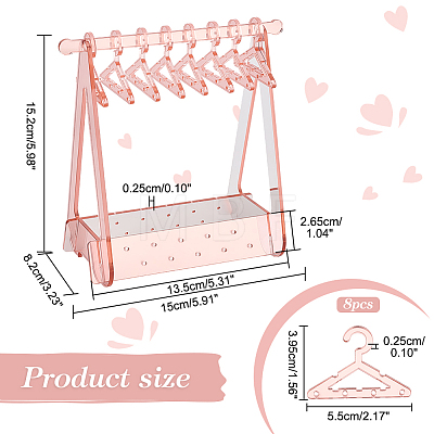   1 Set Coat Hanger Shaped Acrylic Earring Display Stands EDIS-PH0001-90A-1