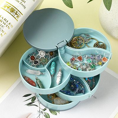 Rotatable 4-Layer Plastic Jewelry Storage Box AJEW-YW0001-13B-1