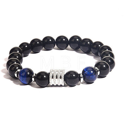 Natural Obsidian Stretch Bracelets VW3754-3-1