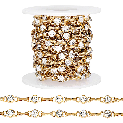 4 Yards Alloy Rhinestone Link Chains LCHA-PH0001-02G-1