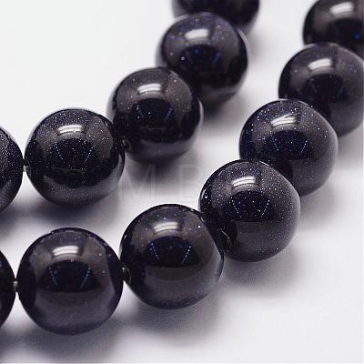 Synthetic Blue Goldstone Beads Strands G-N0178-03-16mm-1