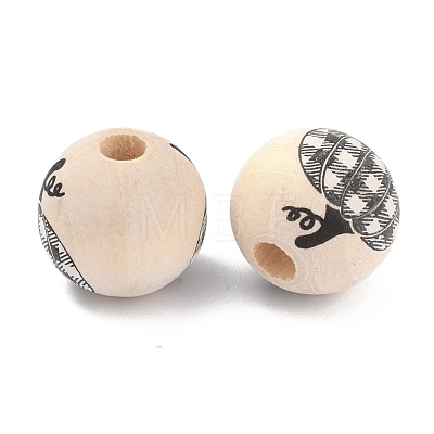 Autumn Theme Natural Wooden Beads WOOD-O005-03A-1