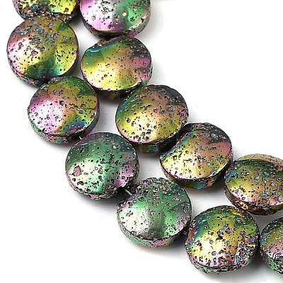 Electroplated Natural Lava Rock Beads Strands G-K388-01F-1