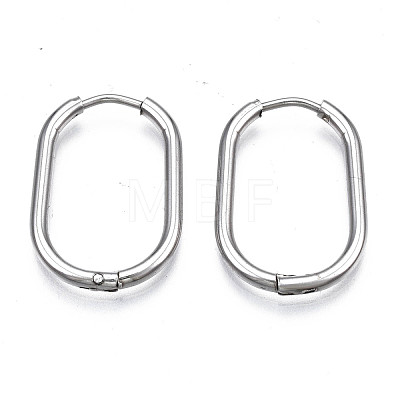 201 Stainless Steel Oval Hoop Earrings STAS-S103B-34P-1