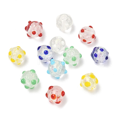 24Pcs 6 Colors Handmade Foil Lampwork Beads FOIL-YW0001-05-1