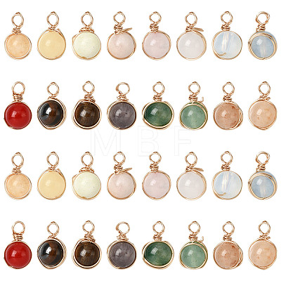 32Pcs 16 Styles Natural & Synthetic Gemstone Pendants PALLOY-SW00089-1