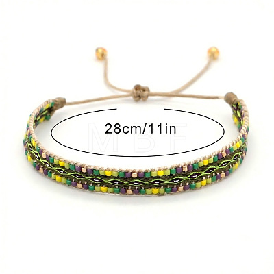 Adjustable Glass Seed Bead Braided Bracelets CW1056-1-1