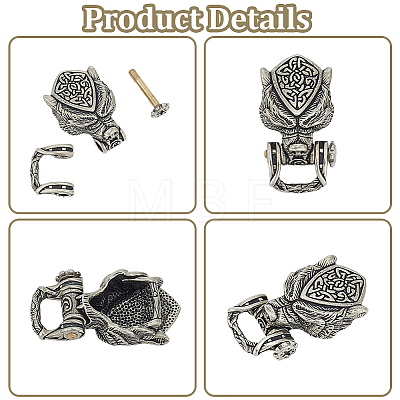 1Pc Tibetan Style Wolf Shaped Brass Shackle Clasps FIND-CY0002-14B-1