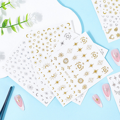 12Pcs 6 Styles Nail Art Stickers Decals FIND-SP0004-60-1