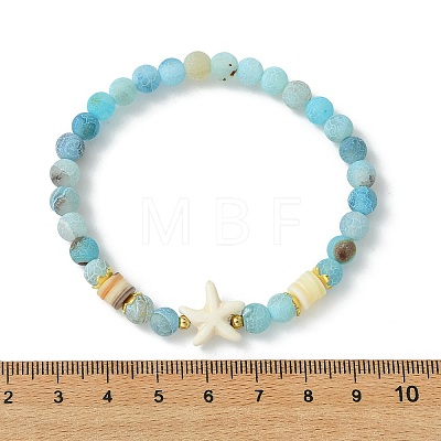 Natural Weathered Agate & Synthetic Turquoise Beaded Stretch Bracelets Set for Women Men BJEW-JB13760-02-1